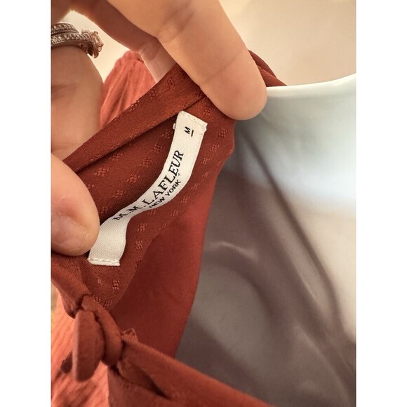 M.M. LaFleur Orange  Wrap Front Blouse Minimalistic Medium - Picture 3 of 5